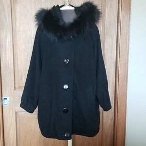 Vintage Alorna Fur Trimmed Hooded Coat 2X